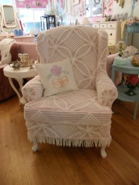 chenille  wing chair